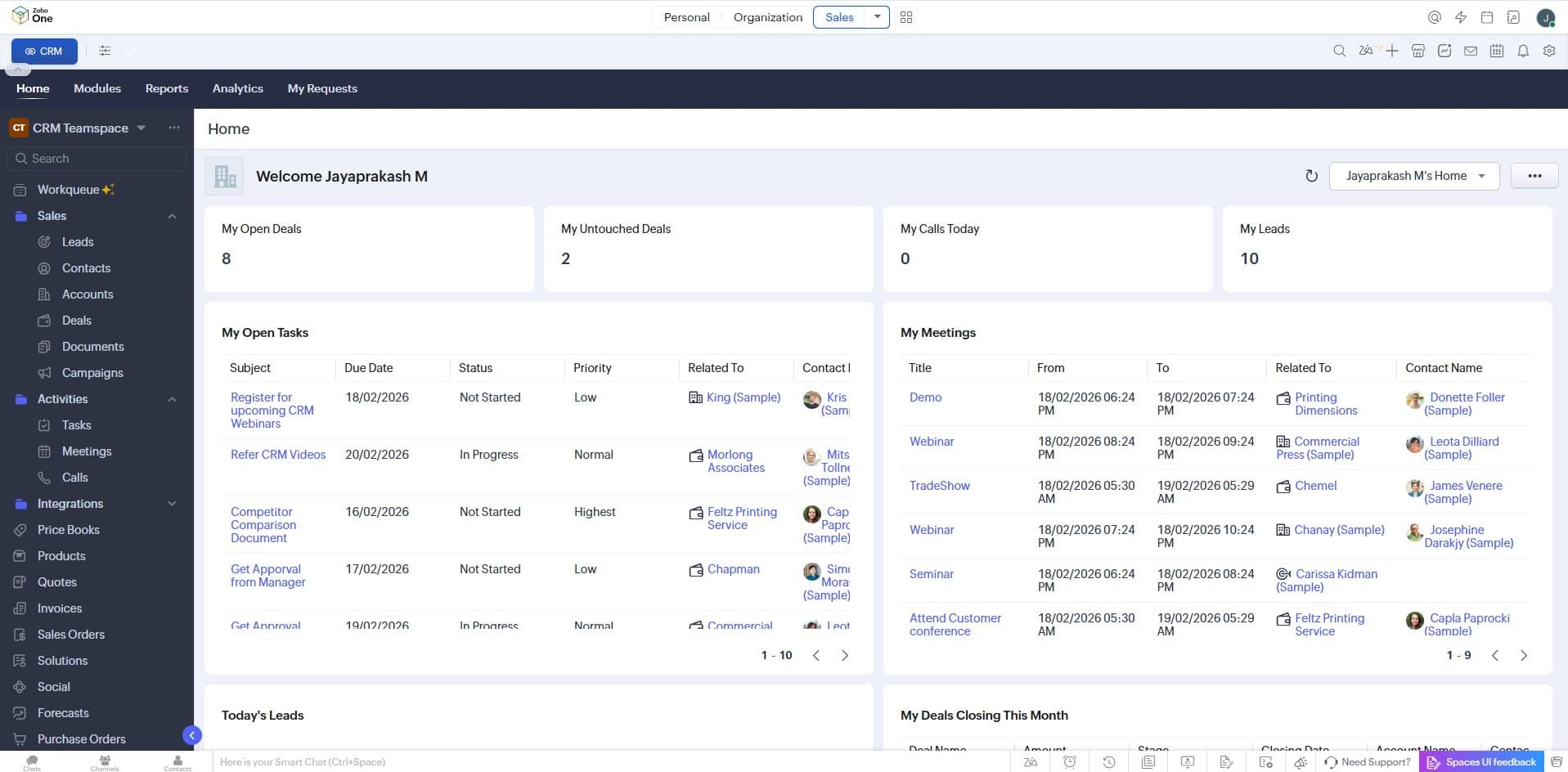 Zoho CRM current state — session-local coherence